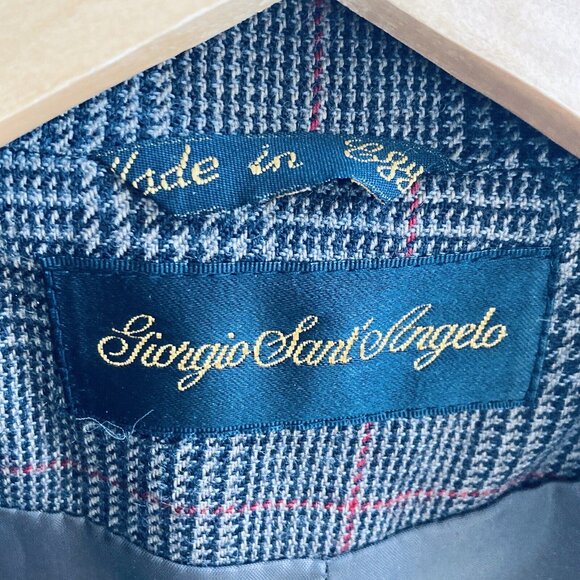 VINTAGE GIORGIO SANT'ANGELO Plaid Double Breasted Blazer Academia Wool Jacket - Picture 5 of 16